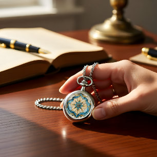 Cerulean Bloom Tapestry Necklace Watch