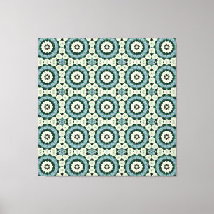 Cerulean Blue and Jungle Green Tiled Pattern Canvas Print
