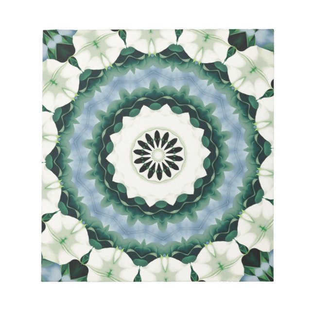 Cerulean Blue and Sacramento Green Mandala Notepad (Front)