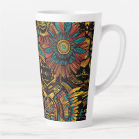 Cerulean Blue "Aztec Dream" Tall Latte Mug