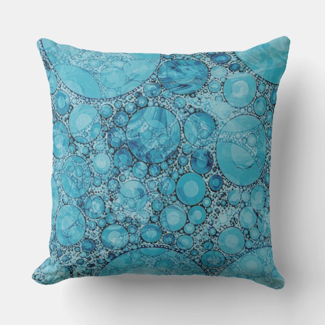 Cerulean Blue Bubble Pattern Pillow (Front)