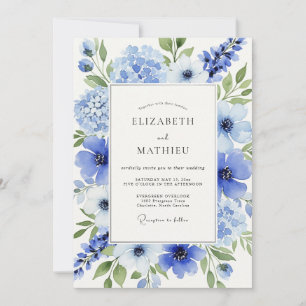 Cerulean Blue Dreamy Spring Wedding Invitation