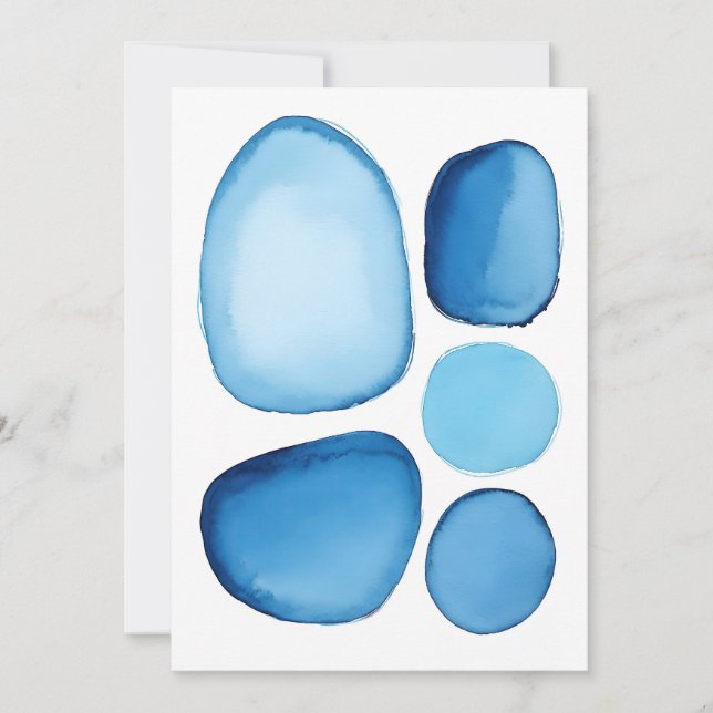 Cerulean Blue Essence Abstract Invitation (Front)