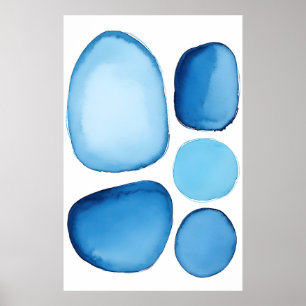 Cerulean Blue Essence Abstract Poster