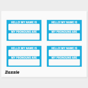 Cerulean Blue Name & Pronoun Labels