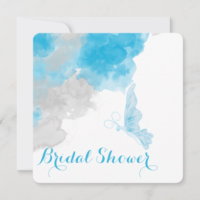 CERULEAN BUTTERFLY WEDDING Bridal Shower Invitation (Front)