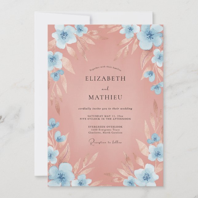 Cerulean Clay Wildflower Wedding Invitation (Front)