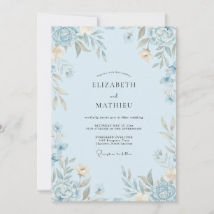 Cerulean Cream Painted Wedding Invitation