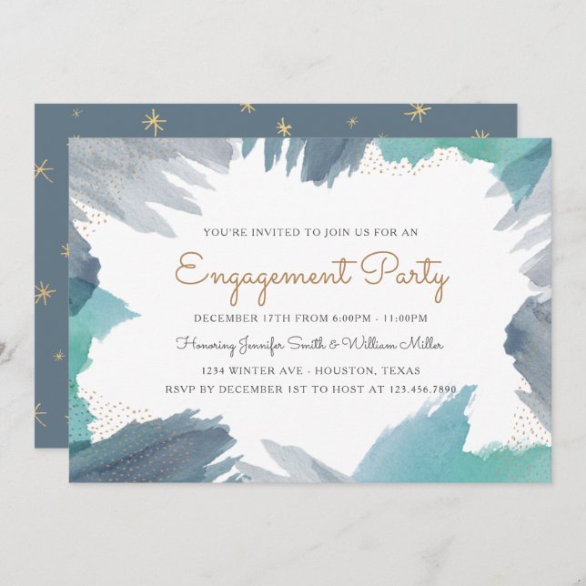 Cerulean Engagement Party Invitation (Front/Back)