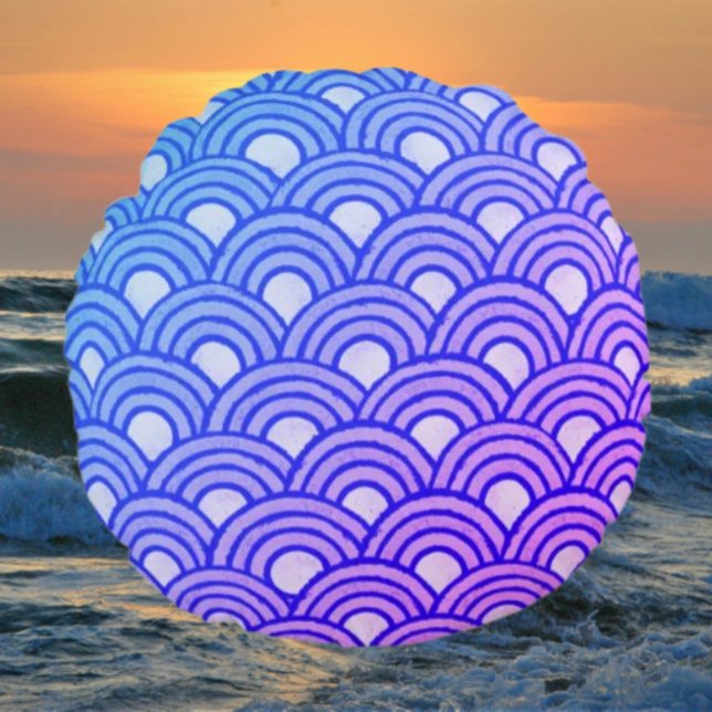 Cerulean Scales Gradient Round Pillow (Creator Uploaded)