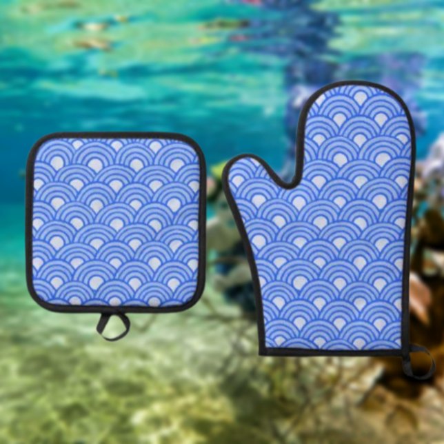 Cerulean Scales Oven Mitt and Pot Holders Set (Creator Uploaded)