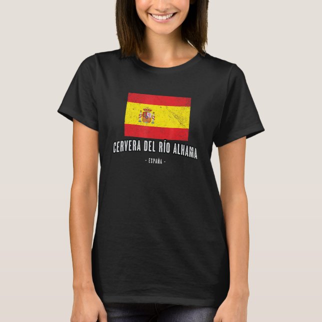Cervera Del Ro Alhama Spain Es Flag City - Bandera T-Shirt (Front)