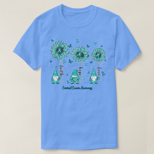 Cervical Awareness gnome faith hope sunflower T-Shirt (Design Front)