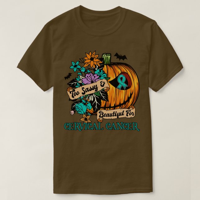Cervical Awareness retro halloween scary pumpkin h T-Shirt (Design Front)