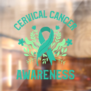 Cervical Cancer Awareness Floral Teal Ribbon