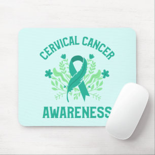 Cervical Cancer Awareness Floral Teal Ribbon Mouse Pad