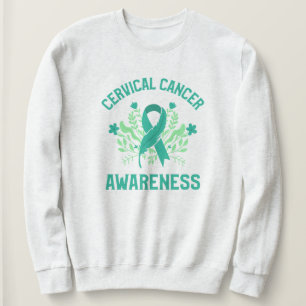 Cervical Cancer Awareness Floral Teal Ribbon Sweatshirt