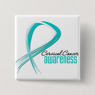 Cervical Cancer  Awareness Grunge Ribbon 15 Cm Square Badge
