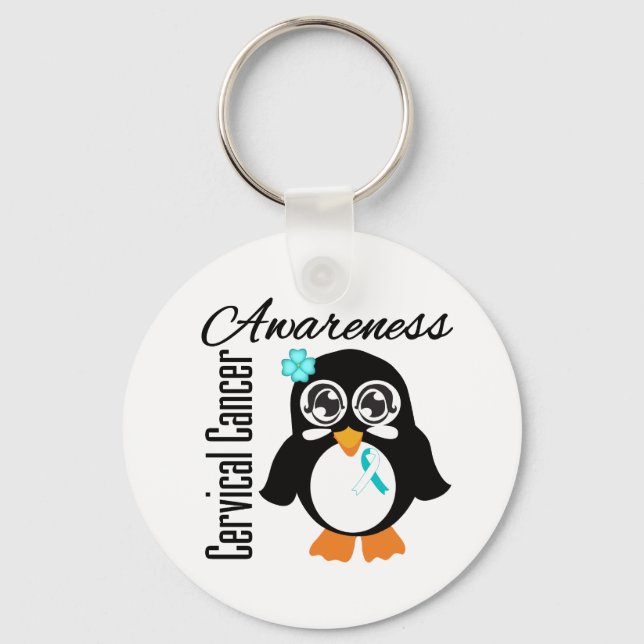 Cervical Cancer Awareness Penguin Key Ring (Front)