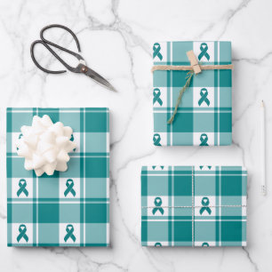 Cervical Cancer Awareness Plaid Wrapping Paper 
