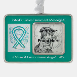 Cervical Cancer Awareness Ribbon Angel Ornament
