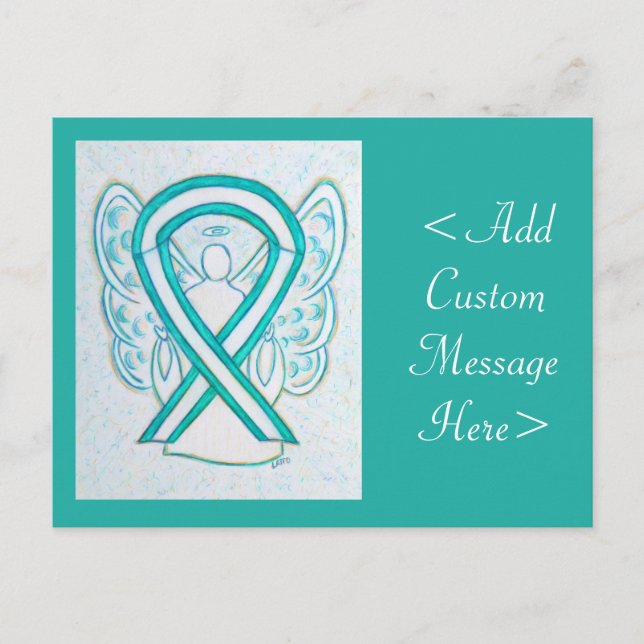 Cervical Cancer Awareness Ribbon Angel Postcard (Front)