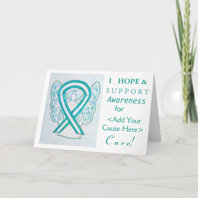 Cervical Cancer Awareness Ribbon Custom Note Cards (Front)