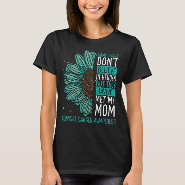 Cervical Cancer Awareness Ribbon Mom Warrior T-Shirt (Front)
