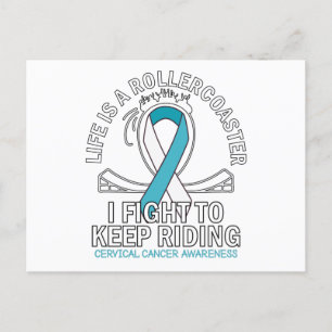 Cervical cancer awareness white teal ribbon postcard
