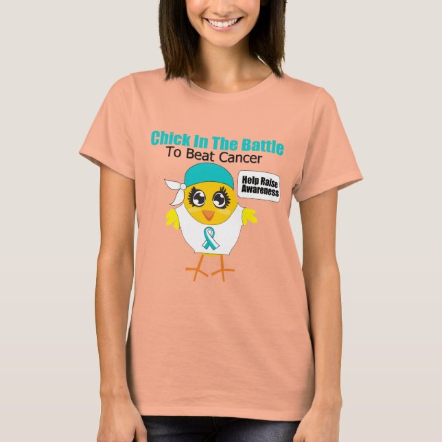 Cervical Cancer Chick In the Battle to Beat Cancer T-Shirt (Front)