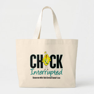 Cervical Cancer Chick Interrupted Large Tote Bag