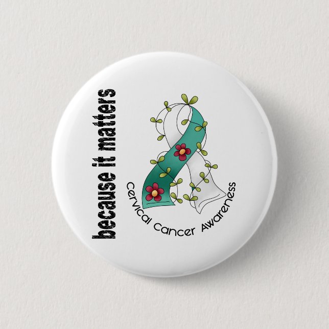 Cervical Cancer Flower Ribbon 3 6 Cm Round Badge (Front)
