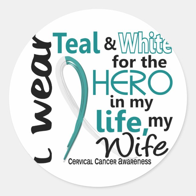 Cervical Cancer For My Hero My Wife 2 Classic Round Sticker (Front)