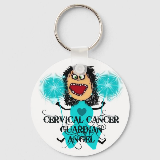 Cervical Cancer Guardian Angel Key Ring (Front)