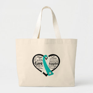 Cervical Cancer Heart Ribbon Collage Large Tote Bag