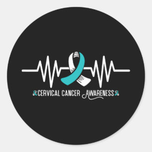 Cervical Cancer Heartbeat Cervical Cancer Awarenes Classic Round Sticker