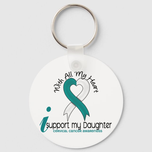 Cervical Cancer I Support My Daughter Key Ring (Front)