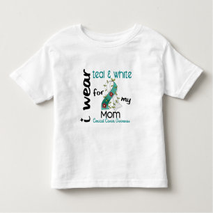 Cervical Cancer I Wear Teal & White For My Mum 43 Toddler T-Shirt
