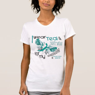 CERVICAL CANCER I Wear Teal White Granddaughter T-Shirt