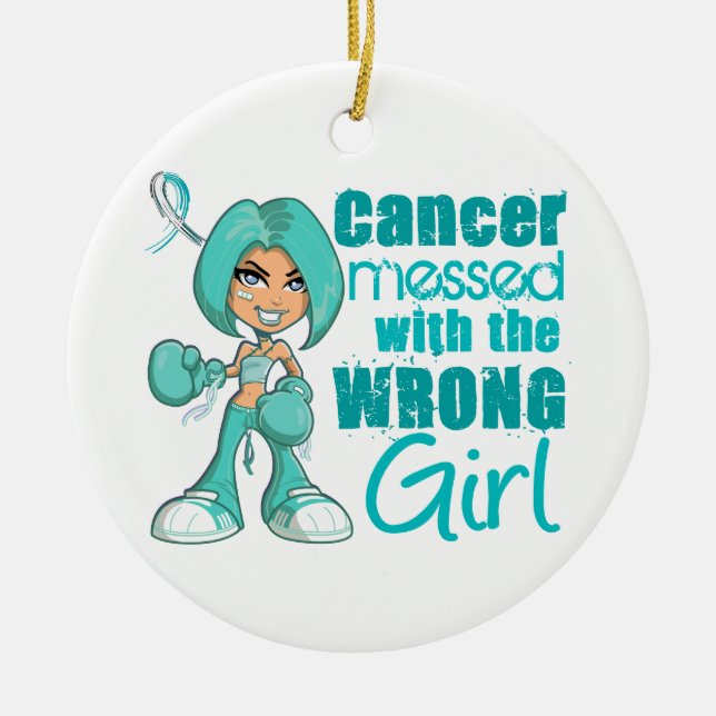 Cervical Cancer Messed With Wrong Girl Ceramic Tree Decoration (Front)