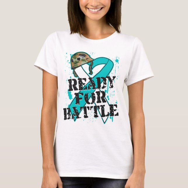 Cervical Cancer Ready For Battle T-Shirt (Front)