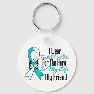 Cervical Cancer Ribbon My Hero My Friend Key Ring