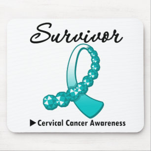 Cervical Cancer Survivor Gemstone Ribbon Mouse Pad