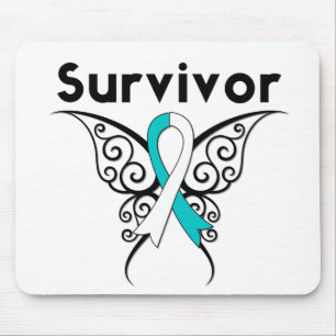 Cervical Cancer Survivor Tribal Butterfly Mouse Pad