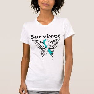 Cervical Cancer Survivor Tribal Butterfly T-Shirt