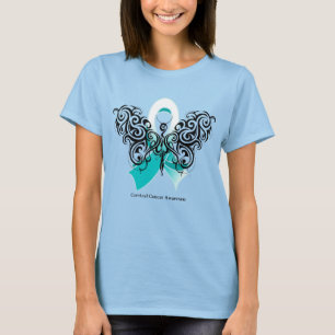 Cervical Cancer Tribal Butterfly Ribbon T-Shirt