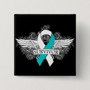 Cervical Cancer Winged SURVIVOR Ribbon 15 Cm Square Badge