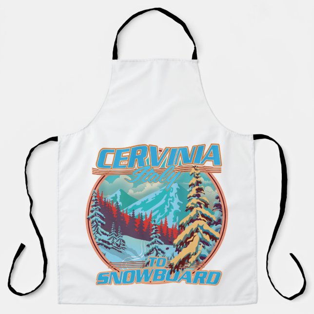 Cervinia italy Snowboarding logo Apron (Front)