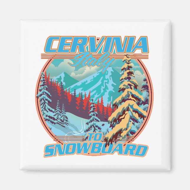 Cervinia italy Snowboarding logo Magnet (Front)