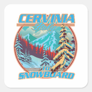 Cervinia italy Snowboarding logo Square Sticker
